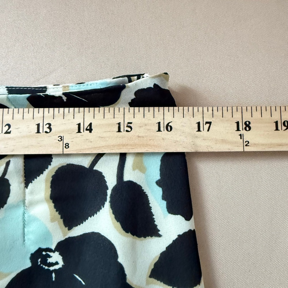 Vintage Ann Taylor Factory Floral Ruffle Hem Midi Skirt Blue Black White Size 12 - Picture 5 of 6